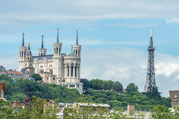 Fototapeta premium Notre Dame de Fourviere, Lyon, France, Europe