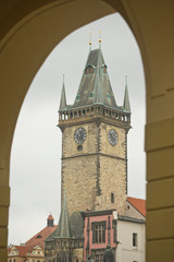 Fototapeta na wymiar CZECH REPUBLIC, Prague. Old Town Hall Tower, Prague. 