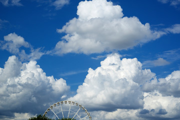 France, Paris, Grand Roue (Ferris Wheel) visible in the Tuileries Gardens