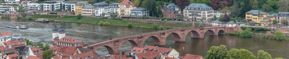 Fototapeta na wymiar Panorama. City view from Heidelberg Castle. Heidelberg, Germany.