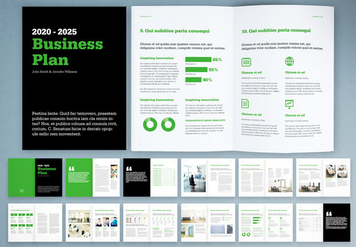 Business Plan Layout with Black and Green Accents