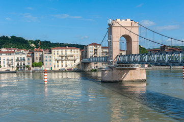 Naklejka premium Bridge over Rhone River, Vienne, France, Europe