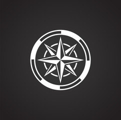 Windrose icon on background for graphic and web design. Simple illustration. Internet concept symbol for website button or mobile app.