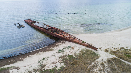Zatoka wraków, ORP Wicher, ORP Grom, na helu z lotu ptaka © Konrad Kerker