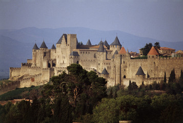 Fototapeta na wymiar France, Languedoc, Carcassonne, Medieval castle