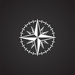Windrose icon on background for graphic and web design. Simple illustration. Internet concept symbol for website button or mobile app.
