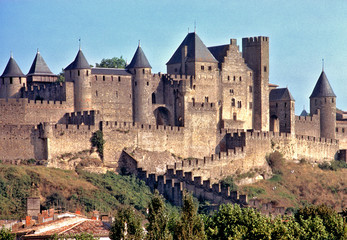 France, Carcassonne. La Cite in Carcassonne in Dept. Aude in southern France, has yielded artifacts dating from 65 BC.