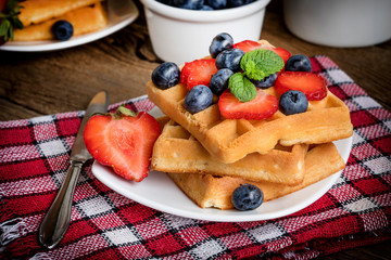Waffles with berries.