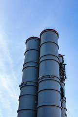 Air defense missiles against the blue sky.
