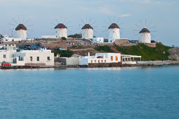 Greece, Mykonos, Horia. Windmills
