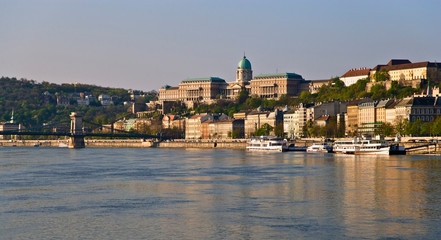 Obraz premium Scenic of Budapest Hungary from river ship as it enters its docking location.