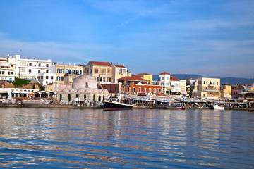 Fototapeta na wymiar Greece, Crete, Chania, Old Harbor.