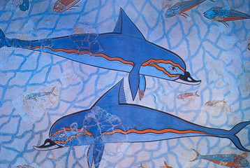 Greece, Crete, Knossos Minoan Palace, dolphin frieze. © Kevin Schafer/Danita Delimont