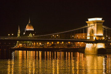 A view of Bridge in Budapest Hungary on the Danube River.