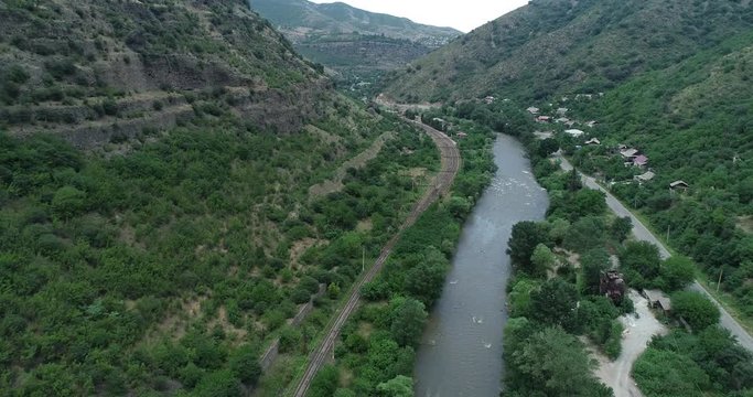 View from above on Debed canyon town Alaverdi, Armenia.