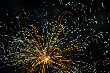 Iceland, Reykjavik. New Year's Eve fireworks abstract.