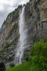 Fototapeta na wymiar Staubbach fall in Interlaken, valley Switzerland