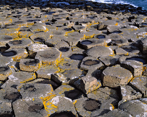 Northern Ireland, County Antrim, Giant's Causeway. Hexagonal shapes create a puzzle of these basalt...