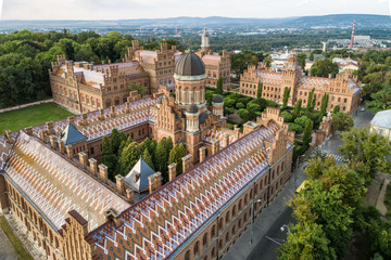 Aerial view of Yury Fedkovych national University in Chernivtsi, Ukraine