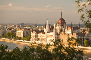 Fototapeta na wymiar View from Castle Hill, Buda side Central Budapest, Capital of Hungary, Europe