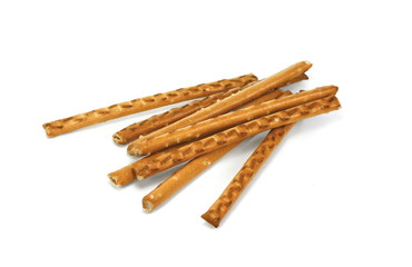 Closeup of a pile of pretzel sticks. 