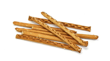 Closeup of a pile of pretzel sticks. 