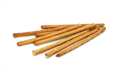 Closeup of a pile of pretzel sticks. 