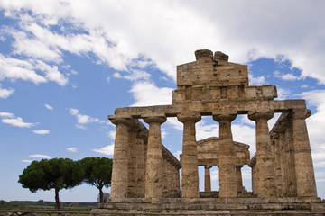Italy, Campania, Paestum. The Temple of Ceres, the smallest of the city's three Greek temples.