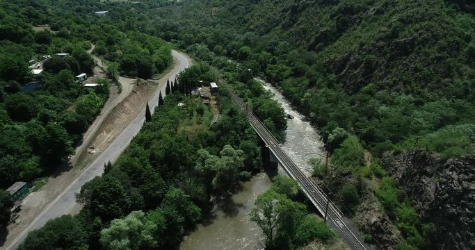 View from above on Debed canyon town Alaverdi, Armenia.