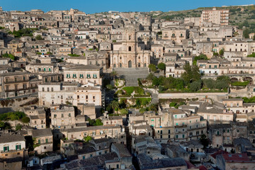 Fototapeta na wymiar View over Modica and San Giorgio cathedral (Baroque style), Sicily, Italy