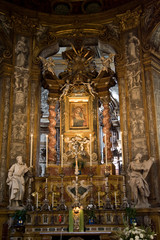 Fototapeta na wymiar Italy, Parma. Art adorning the altar at the Church of Mary of the Fence.