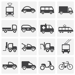 Naklejka premium Transportation related icons set on background for graphic and web design. Simple illustration. Internet concept symbol for website button or mobile app.