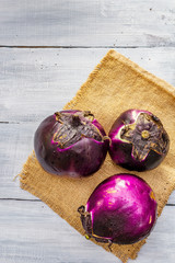 Fresh organic round eggplants 