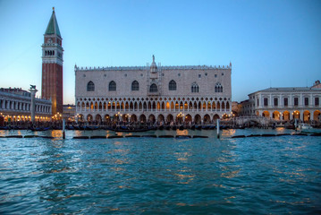 Fototapeta na wymiar View of St. Marks Square and Doge Palace from Canal, Venice Italy
