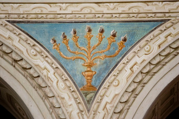 Italy, Ravenna. Architectural detail showing a branched candelabra in the Church of St. Apollinare.