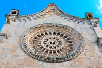 Italy, Brindisi, Apulia, Ostuni. Duomo di Ostuni, Basilica concattedrale di Santa Maria Assunta. A Roman Catholic Cathedral in old town, dedicated to the Assumption of the Virgin Mary.