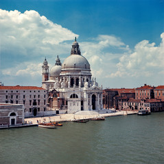 Fototapeta na wymiar Italy, Venice. There are over one million pillings supporting Santa Maria della Salute in Venice, a World Heritage Site, in Italy.