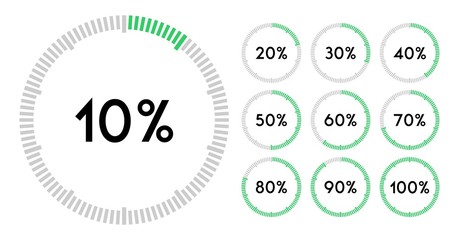 Percentage sign icon set vector,from 10 to 100