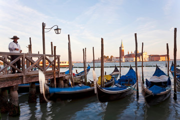 Fototapeta na wymiar Gondolas, San Giorgio Maggiore, St Mark's basin, Venice