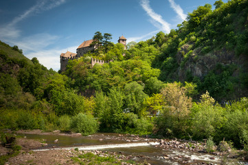 Fototapeta na wymiar Castel Runkelstein sitting atop a hill in northern Italy