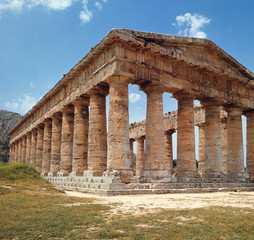 Italy, Sicily, Segesta. The unfinished Greek temple at Segesta, Sicily, Italy provides a wonderful...