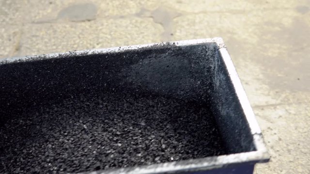 Different regrind polymers after milled in a shredder for recycling process