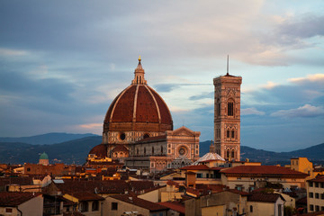 Fototapeta na wymiar Main Duomo with Evening Last Light.