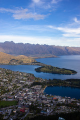 Fototapeta premium Aerial view of beautiful Queenstown, Otago, New Zealand