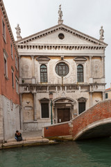 Fototapeta na wymiar Church at Bridge. Venice. Italy.