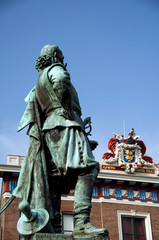 Fototapeta na wymiar Netherlands (aka Holland), Hoorn. Rode Steen (red stone square). Statue of Jan Pieterszoon Coen.