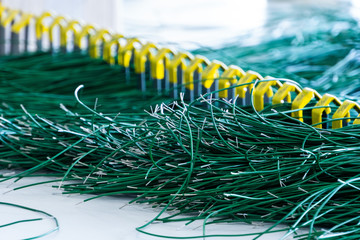 stranded wires on the table green colour