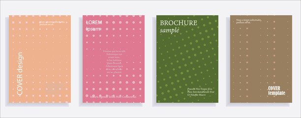 Minimalistic cover design templates. Layout set for covers of books, albums, notebooks, reports, magazines. Star, dot halftone gradient effect, flat modern abstract design Geometric mock-up texture