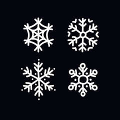 snowflake doodle icon, vector color illustration