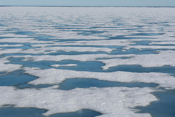 Norway, Barents Sea, Svalbard, Sjuoyane, Seven Islands. Northeast-Svalbard Nature Reserve. Pack ice.